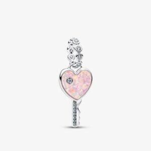 Authentic Opalescent Heart Key Dangle Charm